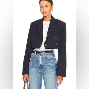 L'Academie Midnight Blue Cropped Blazer